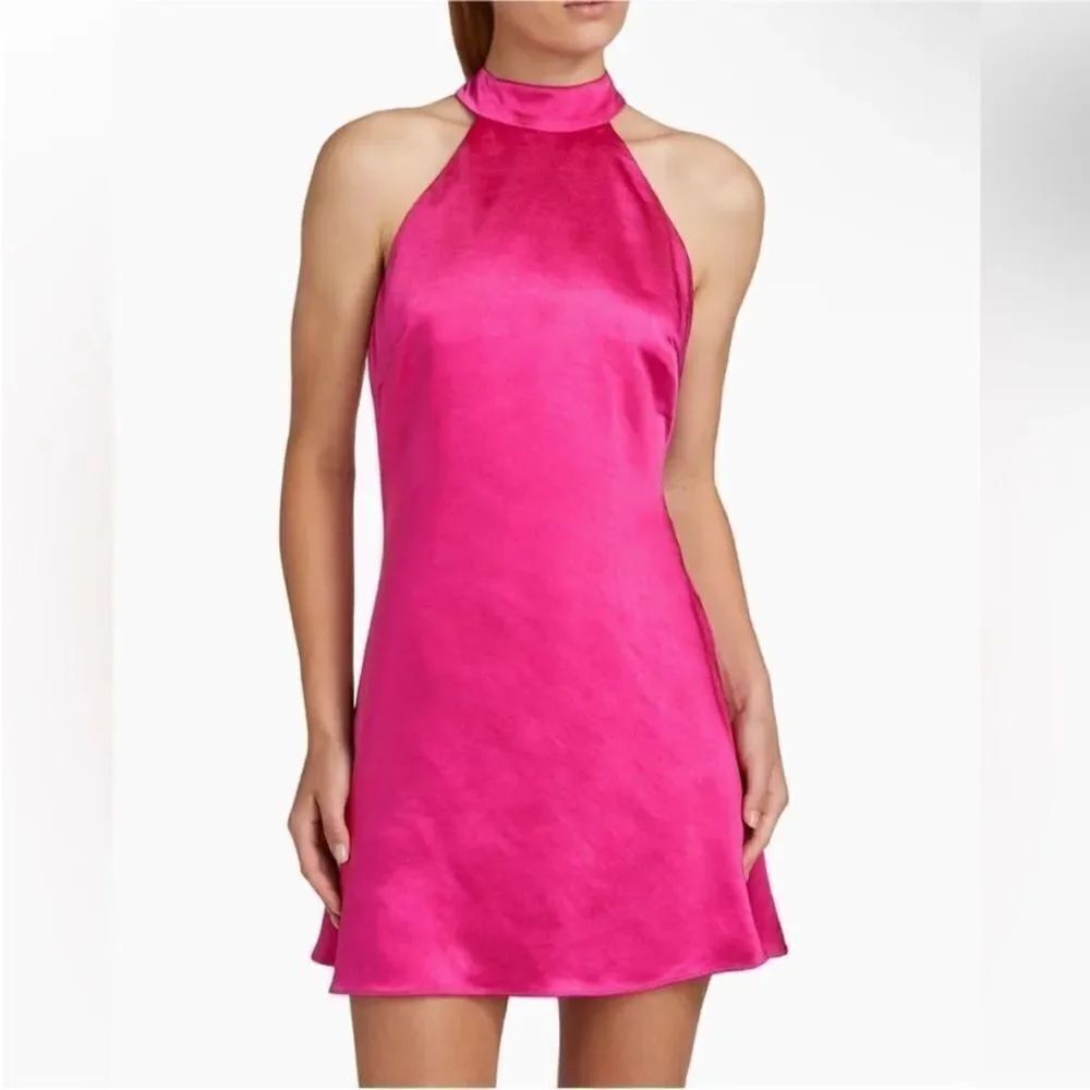 Elliatt NWT Golden Era Halter Zinnia Party Dress in Fuchsia Size Large MSRP $188